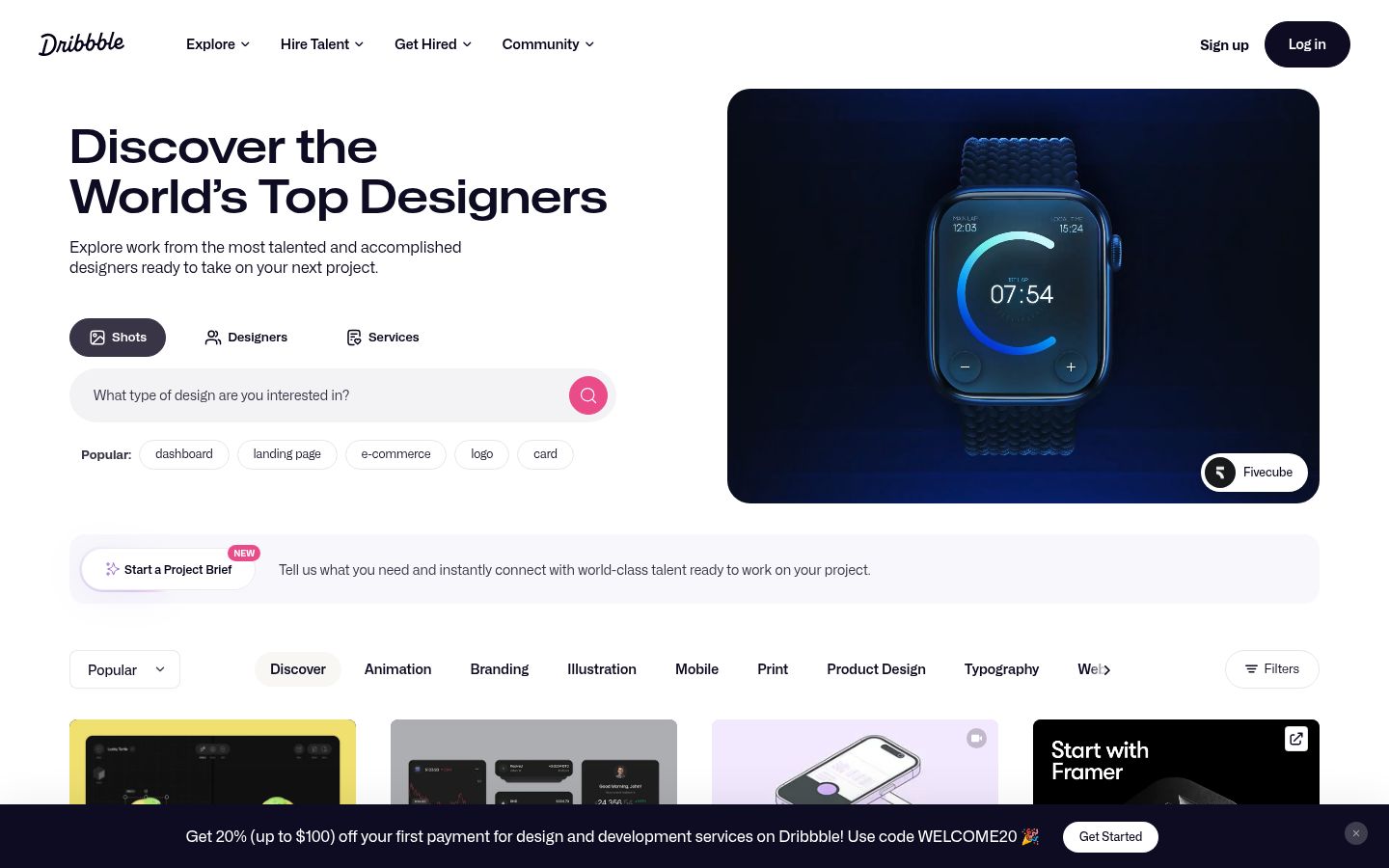 Screenshot of Dribbble - https://dribbble.com