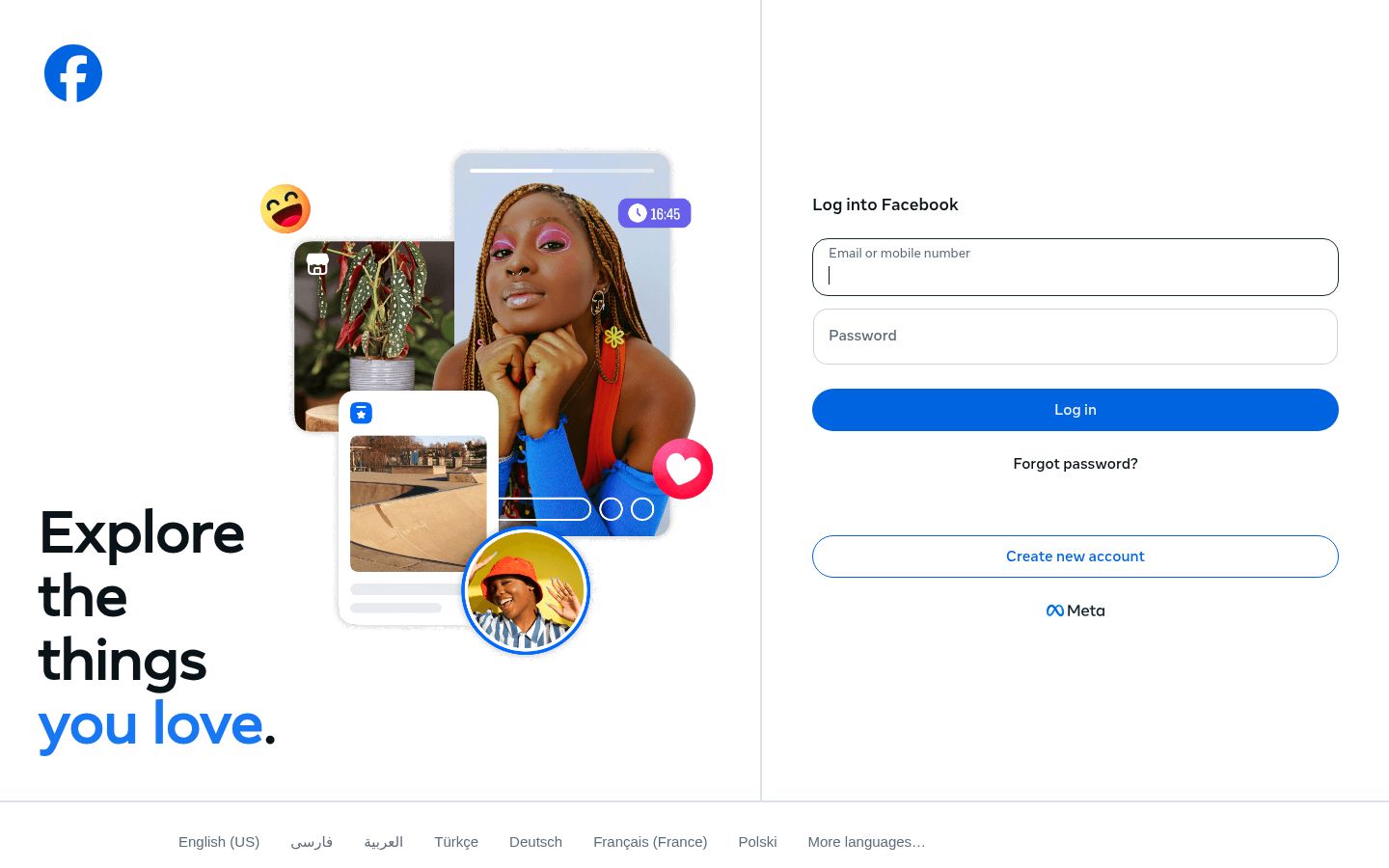 Screenshot of Facebook - https://www.facebook.com