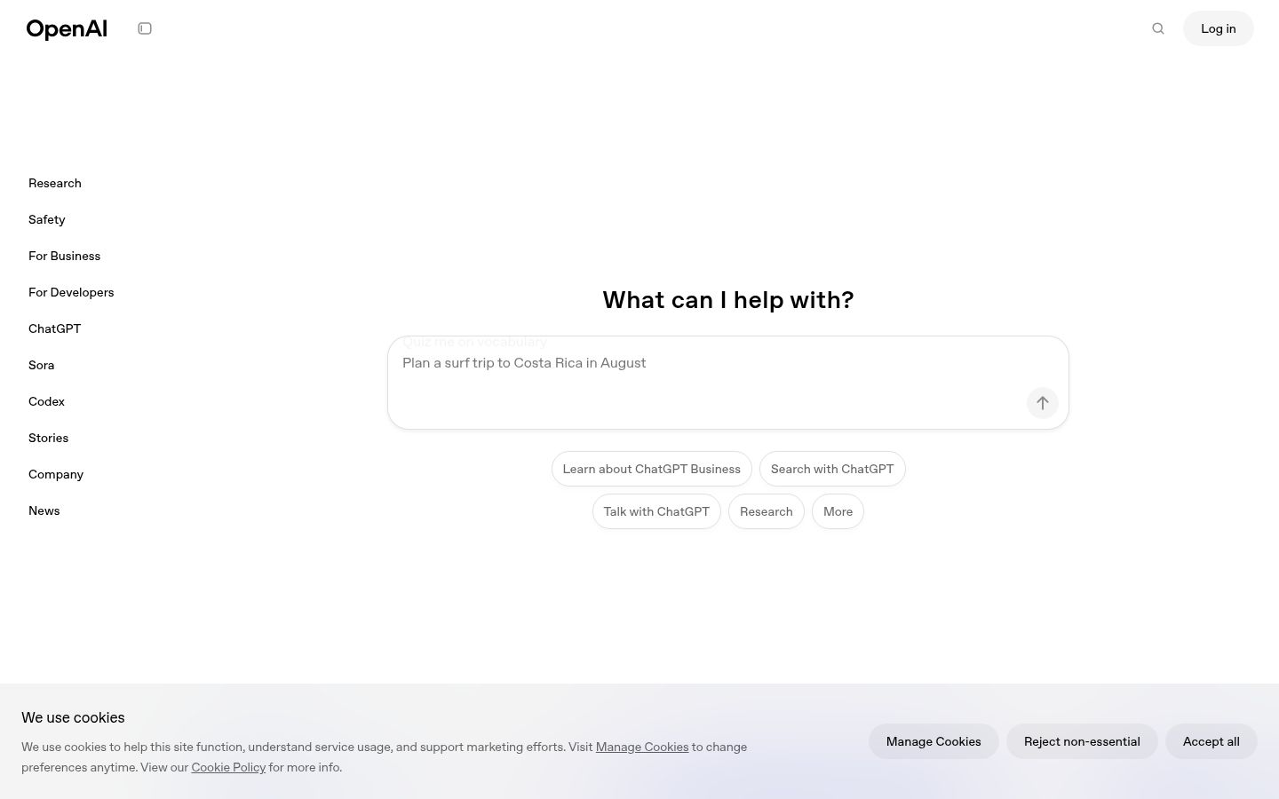 Screenshot of OpenAI - https://openai.com